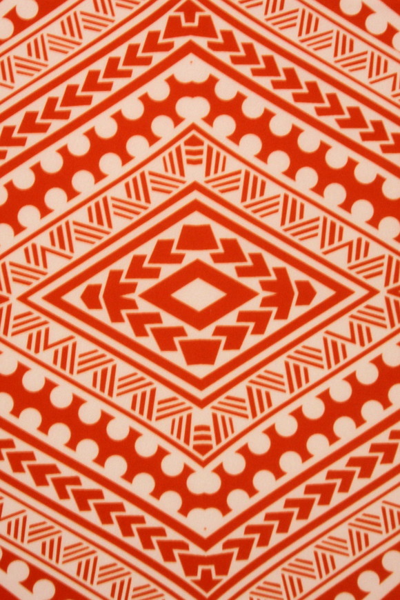 Samoan Tribal Inspired Digital Printed Orange & Light Peach Pasifika Mini Matt