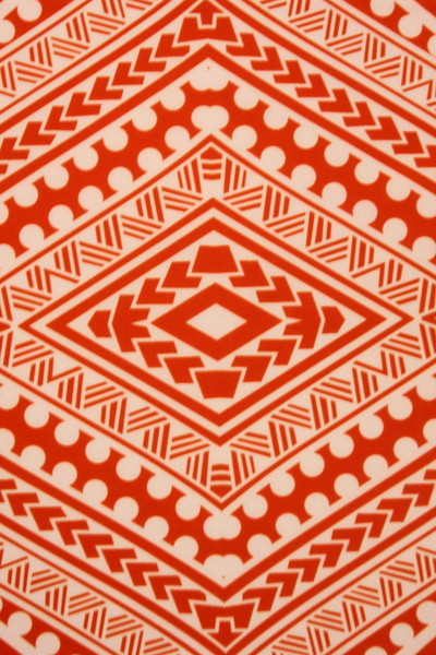 Samoan Tribal Inspired Digital Printed Orange & Light Peach Pasifika Mini Matt
