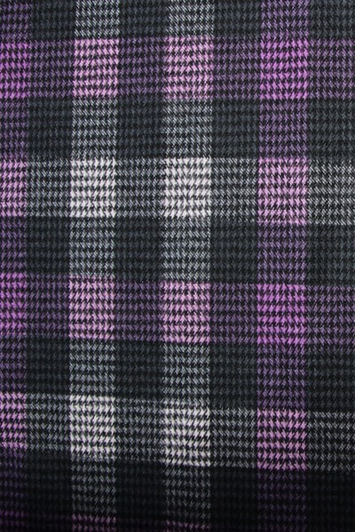 Purple/Black Brushed Checked Houndstooth Reversible Woven