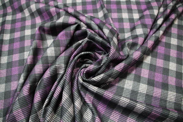 Purple/Black Brushed Checked Houndstooth Reversible Woven