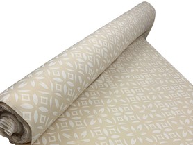 White on Beige Island Design Diamond Flower Foiled Stretch Knit