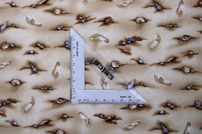 Landscapes Footprints & Shells In The Sand Printed Cotton