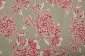Coral Pink Floral On Beige Soft Viscose Knit