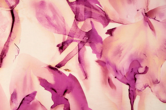 Large Watercolour Floral in Pinks on Printed Rayon/Nylon with Sheen Finish