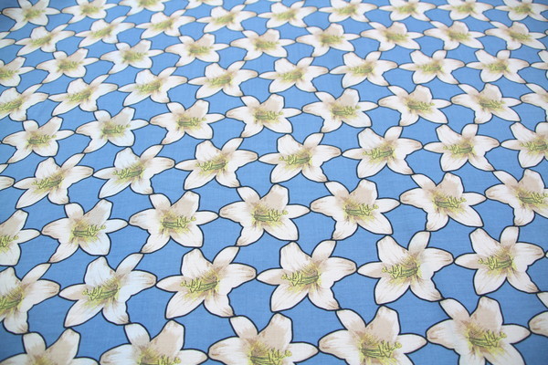 Powder Blue Hibiscus Printed Rayon