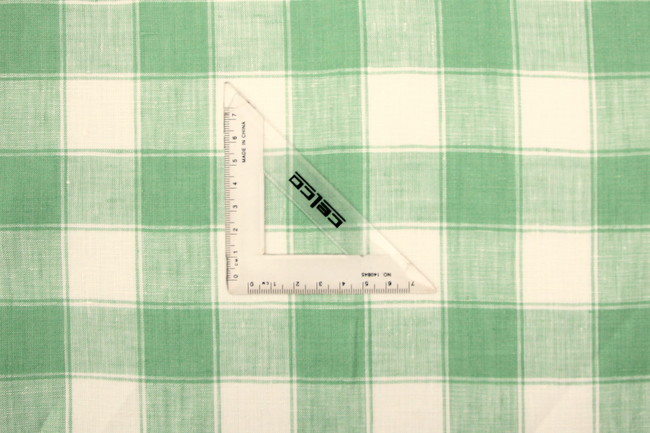 Apple Green & White Checked 100% Linen