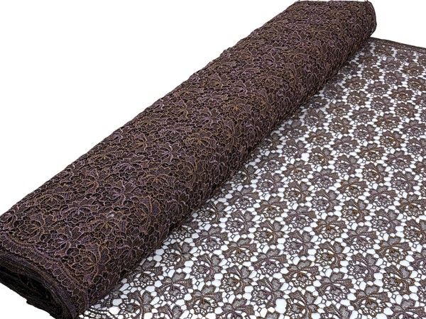 Copper & Mauve Sparkle Guipure Lace