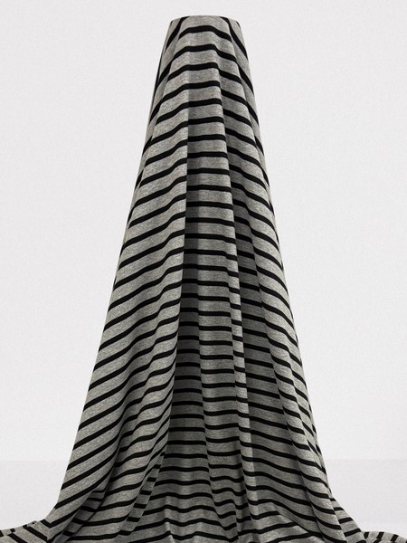Black & Grey Marle Stripes Cotton Lycra