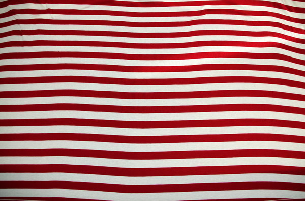 Red & Cream Wide Stripe Ribbed Cotton T-shirting