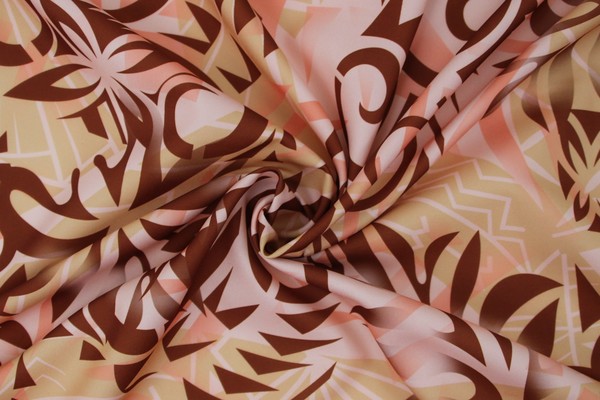 Peach & Brown Tones Pasifika Digital Printed Mini Matt