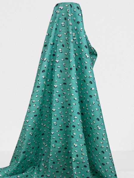 Mini Sheep on Light Teal Green Printed Cotton