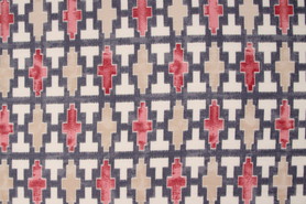 Multi Geometric on Smokey Grey Cotton Crepe