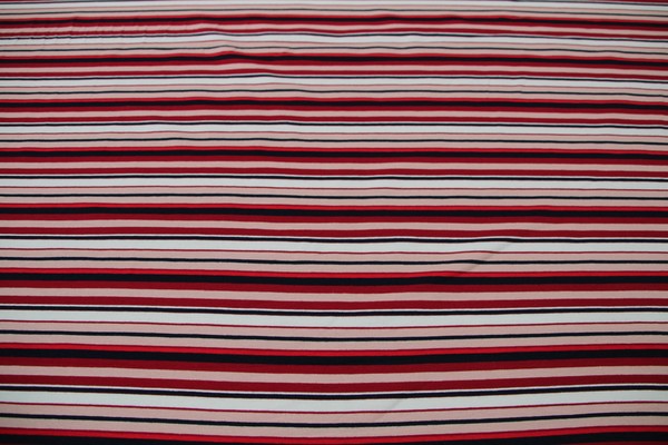 Red, Pink, White & Navy Striped Cotton Lycra