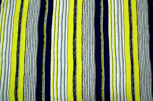 Navy, Yellow, White & Grey Light-weight Polyester Crepe