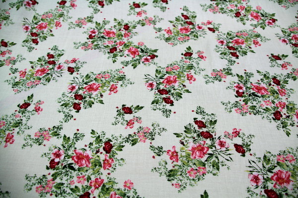 Floral Clusters on Cream Rayon