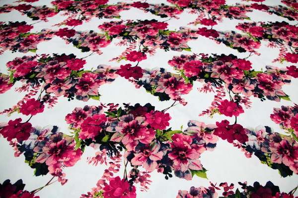 Pretty Pinks & Green Floral Stretch Cotton New Image