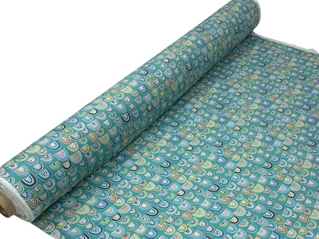 Cute Mini Rainbows on Light Teal Printed Cotton