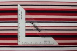 Red, Pink, White & Navy Striped Cotton Lycra