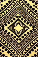 Samoan Tribal Inspired Digital Printed Buttermilk Yellow & Olive Pasifika Mini Matt