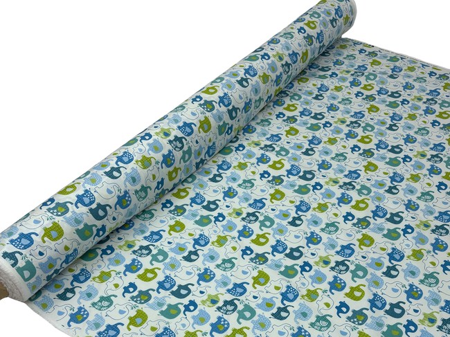 Trunks Up! Baby Elephants Printed Cotton