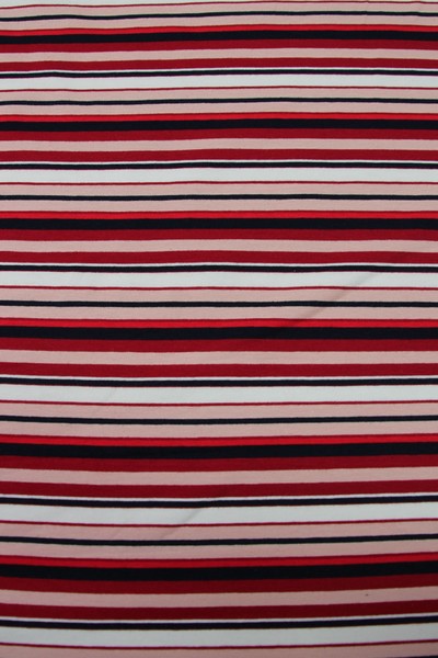 Red, Pink, White & Navy Striped Cotton Lycra
