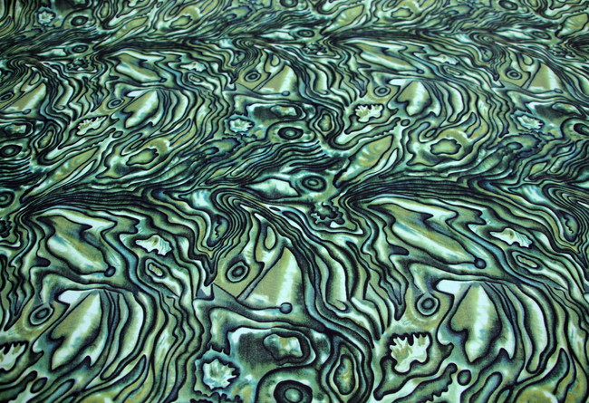 Green Paua Shell Kiwiana Printed Cotton New Image