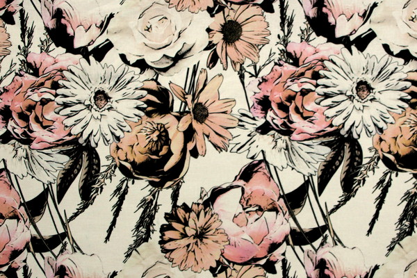 Spring Bouquet Digital Printed Linen/Cotton Blend