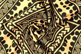 Samoan Tribal Inspired Digital Printed Buttermilk Yellow & Olive Pasifika Mini Matt