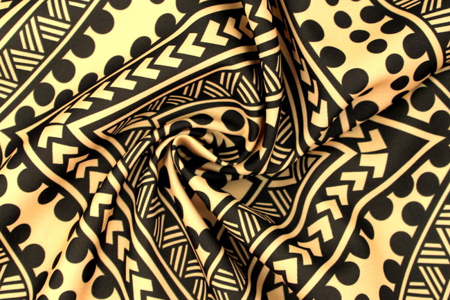 Samoan Tribal Inspired Digital Printed Buttermilk Yellow & Olive Pasifika Mini Matt