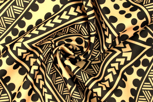 Samoan Tribal Inspired Digital Printed Buttermilk Yellow & Olive Pasifika Mini Matt