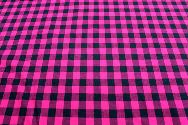 Brushed Cotton Check - Pink & Black
