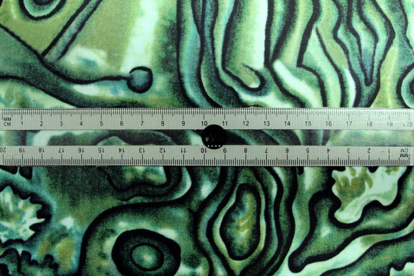 Green Paua Shell Kiwiana Printed Cotton New Image