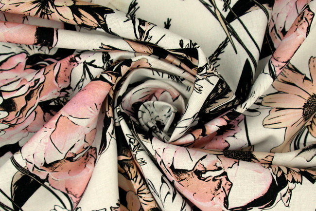 Spring Bouquet Digital Printed Linen/Cotton Blend