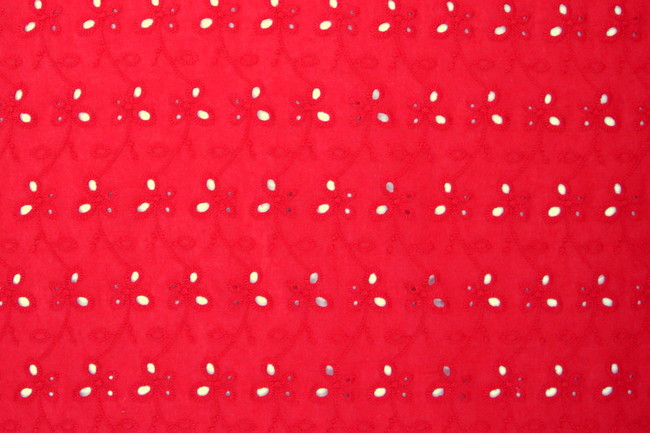 Pill Box Red Broderie Anglaise Cotton