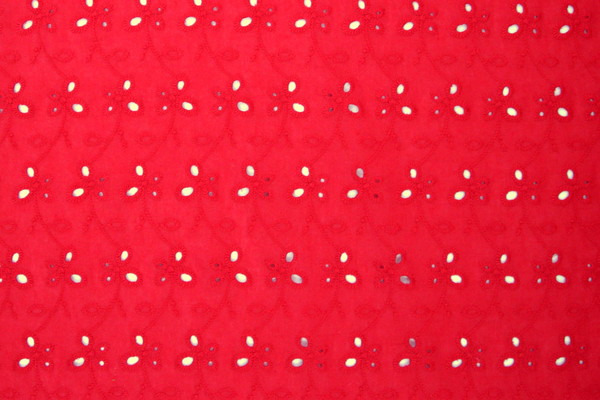 Pill Box Red Broderie Anglaise Cotton