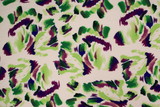 Purple & Green Toned Brush Strokes on Printed Cotton Crepe