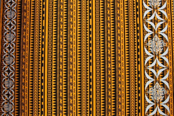 Gold & Black Polynesian Printed Textured Cotton