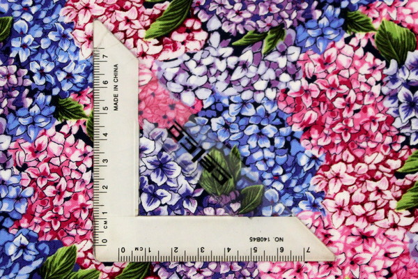 Beautiful Pink, Blue & Purple Hydrangea's Premium Printed Cotton