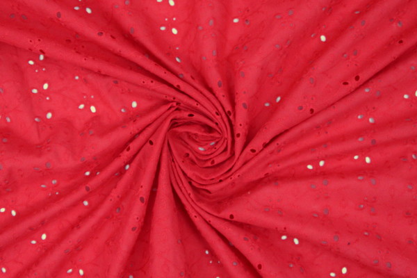 Pill Box Red Broderie Anglaise Cotton