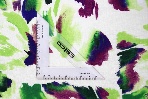 Purple & Green Toned Brush Strokes on Printed Cotton Crepe