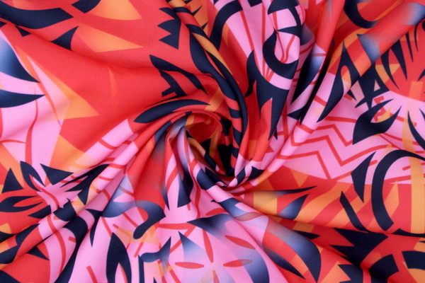 Pink, Orange, Red & Black Pasifika Digital Printed Mini Matt
