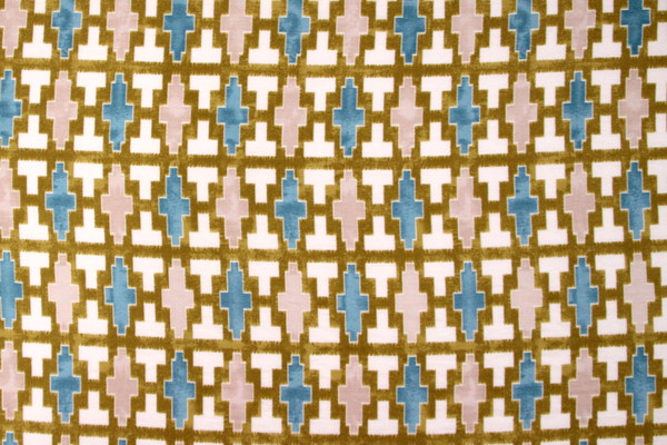 Multi Geometric on Muted Mustard Cotton Crepe