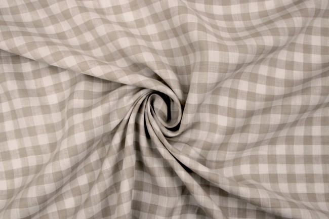 Light Beige & White Checked 100% Linen