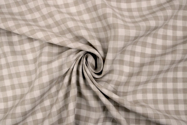 Light Beige & White Checked 100% Linen