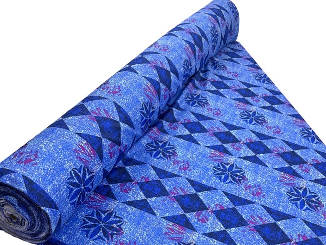 * SPECIAL - Blue Tones & Fuschia Island Design Stretch Knit