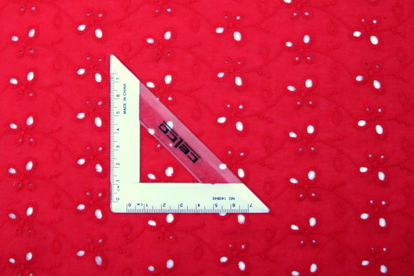 Pill Box Red Broderie Anglaise Cotton