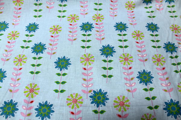 Forest Friends - Blue Flowers Printed Cotton