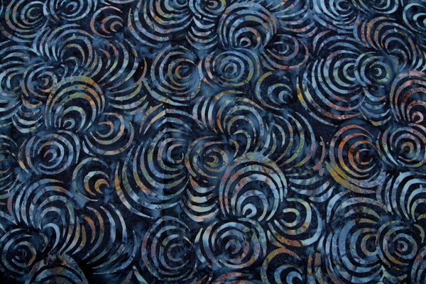 Navy Batik Cotton with Multi-Coloured Curves