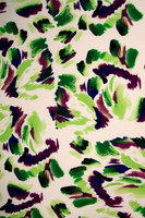 Purple & Green Toned Brush Strokes on Printed Cotton Crepe
