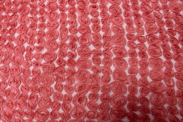 Ribbon Rosettes on Coloured Mesh - Guava